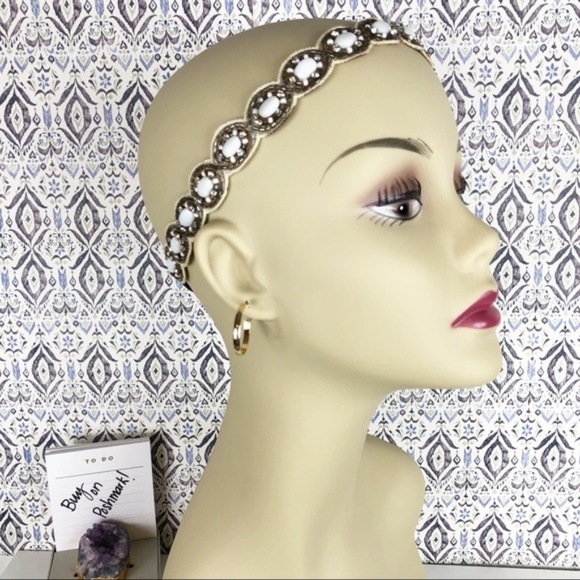 Anthropologie Accessories - Embroidered Elastic Headband in White